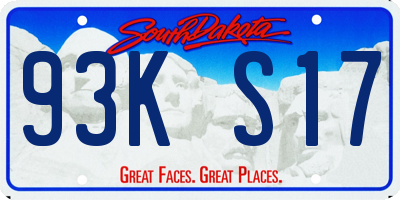 SD license plate 93KS17