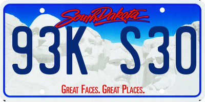 SD license plate 93KS30