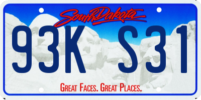 SD license plate 93KS31