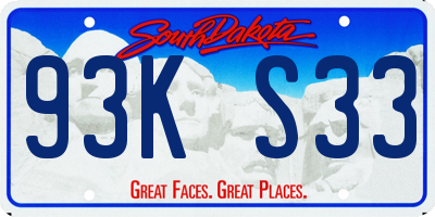 SD license plate 93KS33