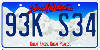 SD license plate 93KS34
