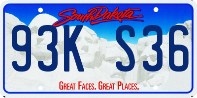 SD license plate 93KS36