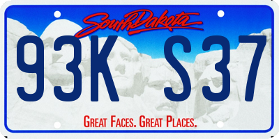 SD license plate 93KS37