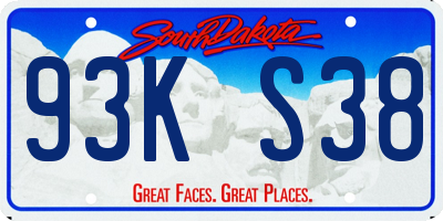SD license plate 93KS38