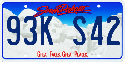 SD license plate 93KS42