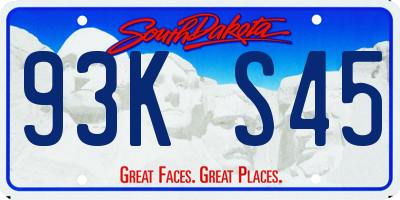 SD license plate 93KS45