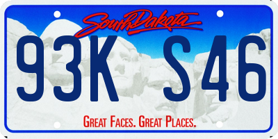 SD license plate 93KS46