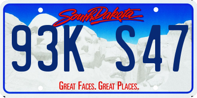 SD license plate 93KS47