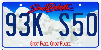 SD license plate 93KS50