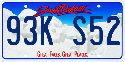 SD license plate 93KS52