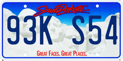 SD license plate 93KS54