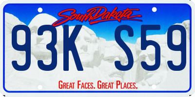 SD license plate 93KS59