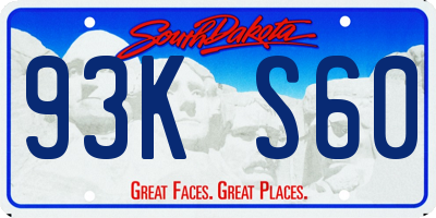 SD license plate 93KS60