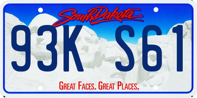SD license plate 93KS61