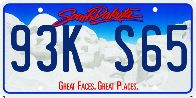 SD license plate 93KS65