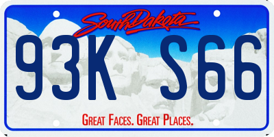 SD license plate 93KS66