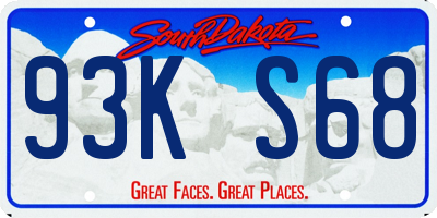 SD license plate 93KS68