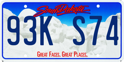 SD license plate 93KS74