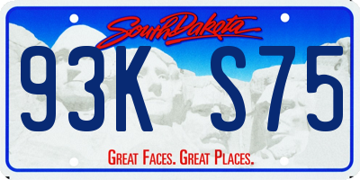 SD license plate 93KS75