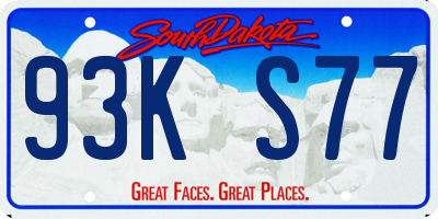 SD license plate 93KS77