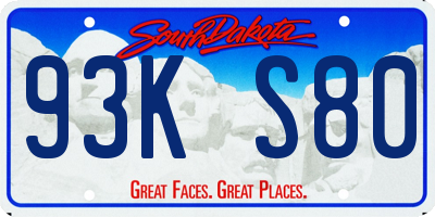 SD license plate 93KS80