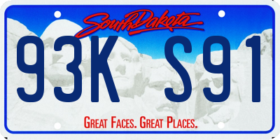SD license plate 93KS91