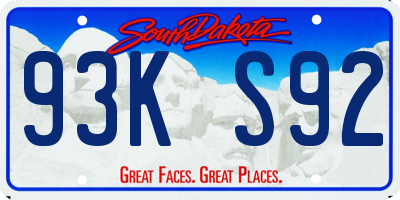 SD license plate 93KS92
