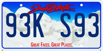SD license plate 93KS93