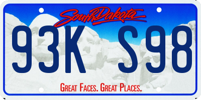 SD license plate 93KS98