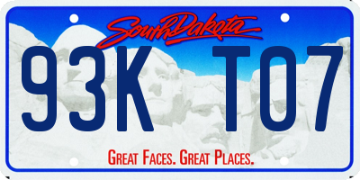 SD license plate 93KT07