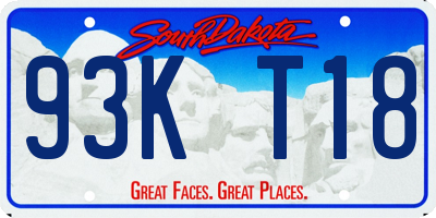 SD license plate 93KT18
