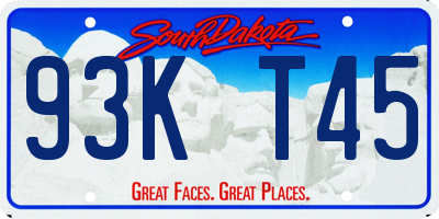 SD license plate 93KT45