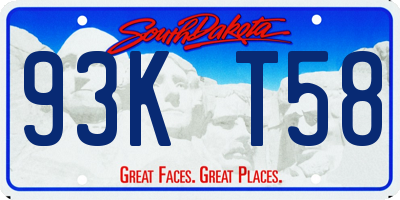 SD license plate 93KT58