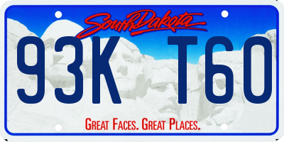 SD license plate 93KT60