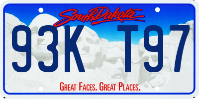 SD license plate 93KT97