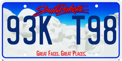 SD license plate 93KT98