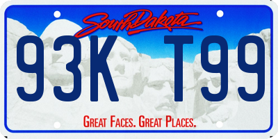 SD license plate 93KT99