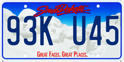 SD license plate 93KU45