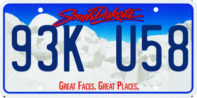 SD license plate 93KU58