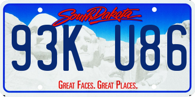 SD license plate 93KU86
