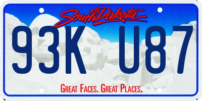 SD license plate 93KU87