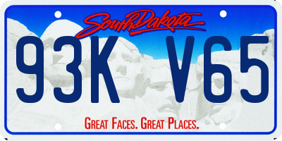 SD license plate 93KV65