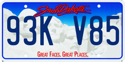 SD license plate 93KV85