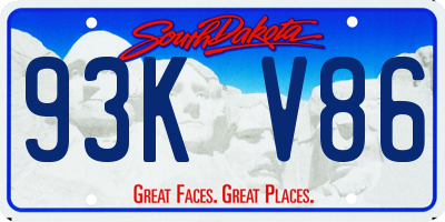 SD license plate 93KV86