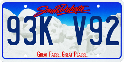 SD license plate 93KV92