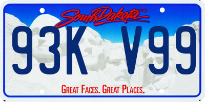 SD license plate 93KV99