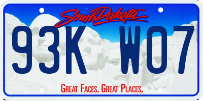 SD license plate 93KW07