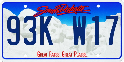 SD license plate 93KW17