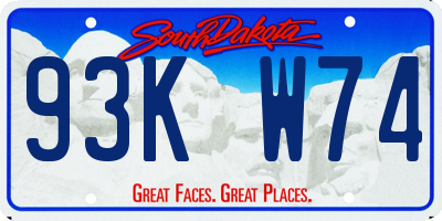 SD license plate 93KW74