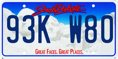 SD license plate 93KW80